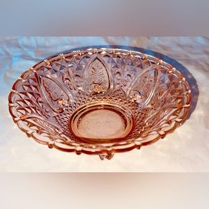 Pink Pressed Depression Glass Bowl Collectible Vintage KIG Malaysia Rare MUST GO